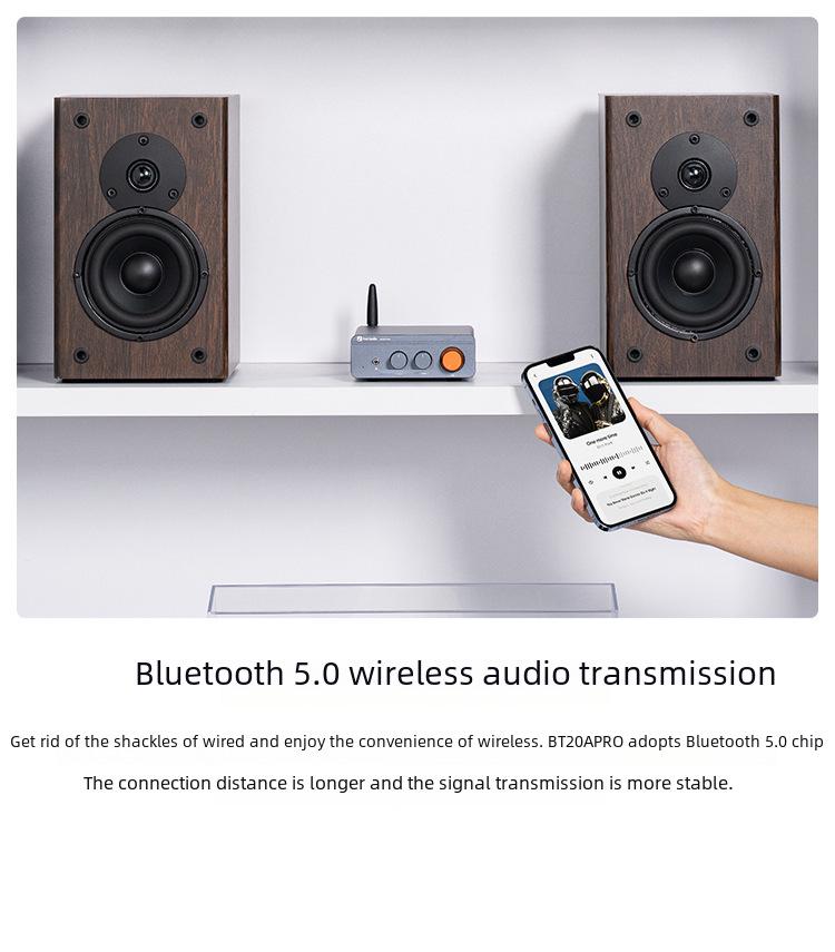 FosiAudio BT20APRO Dual-Channel Bluetooth 5.0 Amplifier with High/Low Frequency Adjustment