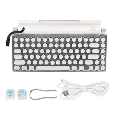 Typewriter Mechanical Keyboard 83 Keys Blue Switch Bluetooth 5.0 Support 3 Devices FN Master Retro