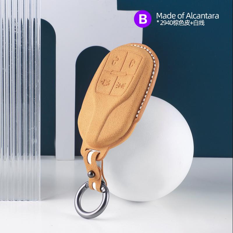 Alcantara Suede Car Remote Key Case For Maserati Levante Ghibli Quattroporte GT Granturism GranCabrio Keychain Accessories