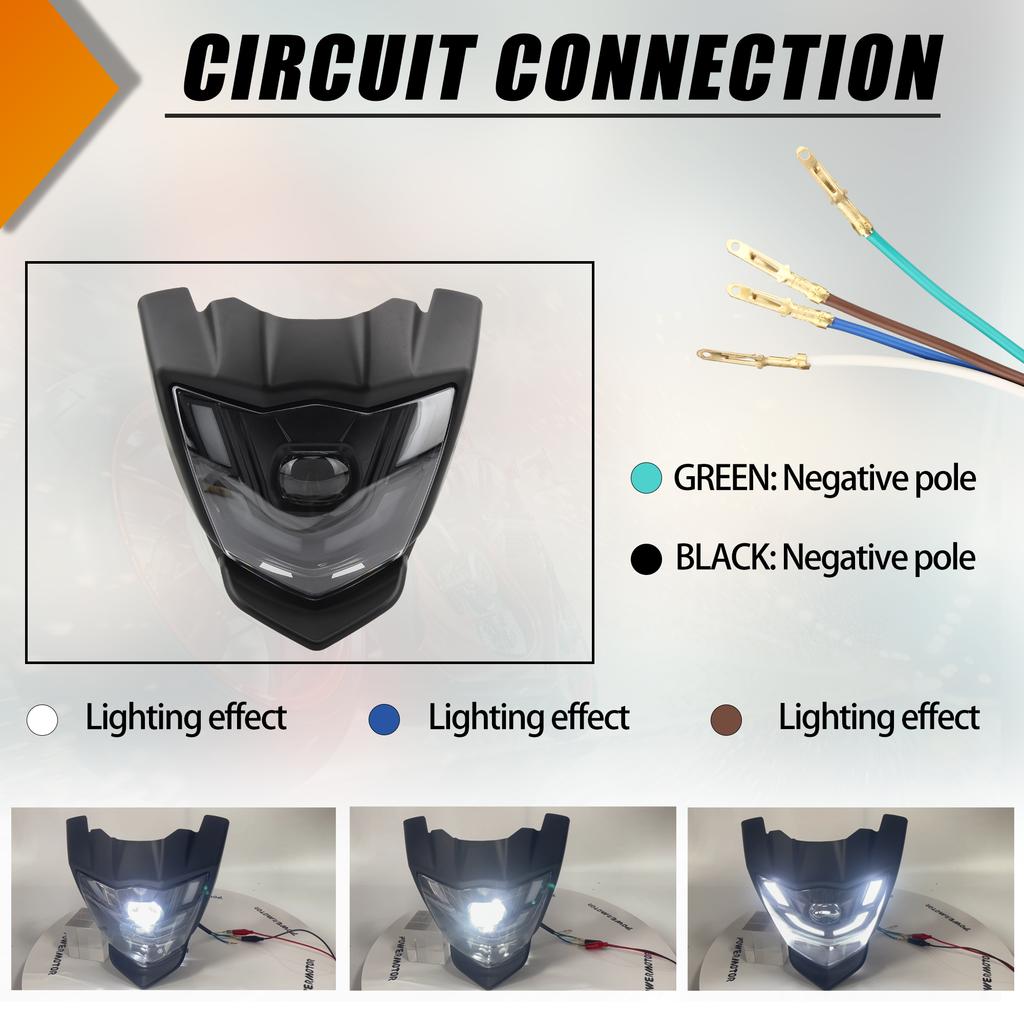 For YAMAHA XTZ 150 Motorcycle LED Headlight Plate Fairing Pit Dirt Bike Motocross Universal Modification Accessories Enduro