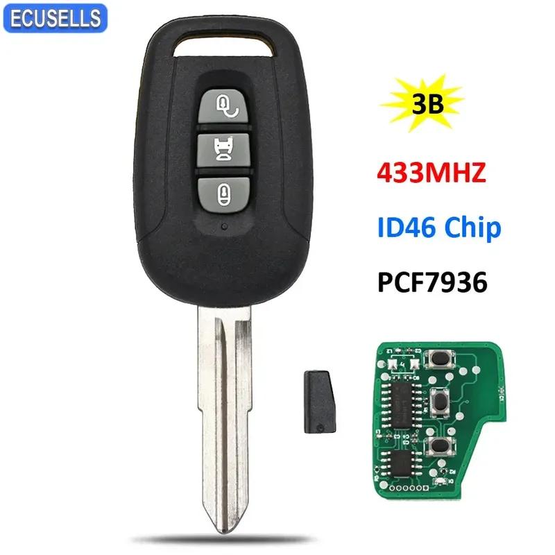 Ecusells 3 Button Remote Car Key 433MHz ID46 PCF7936 Chip for Chevrolet Captiva for Opel Antara 2006 2007 2008 2009 Uncut Blade