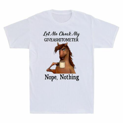 Horse Let Me Check My Giveashitometer Nope Nothing Vintage Men T-shirt White L