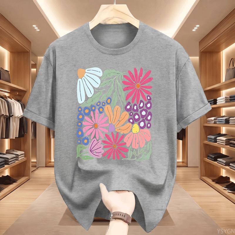 Trendy Boho Floral Tshirt Soft Flower Graphic Tshirt Cute Spring Garden Botanical Top Summer Short Sleeve Unisexs Clothing Tops