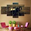 5 Pieces Wall Art Canvas Painting Retro Airplane Model Poster Modular Home Framework Pictures Decoration Living Room