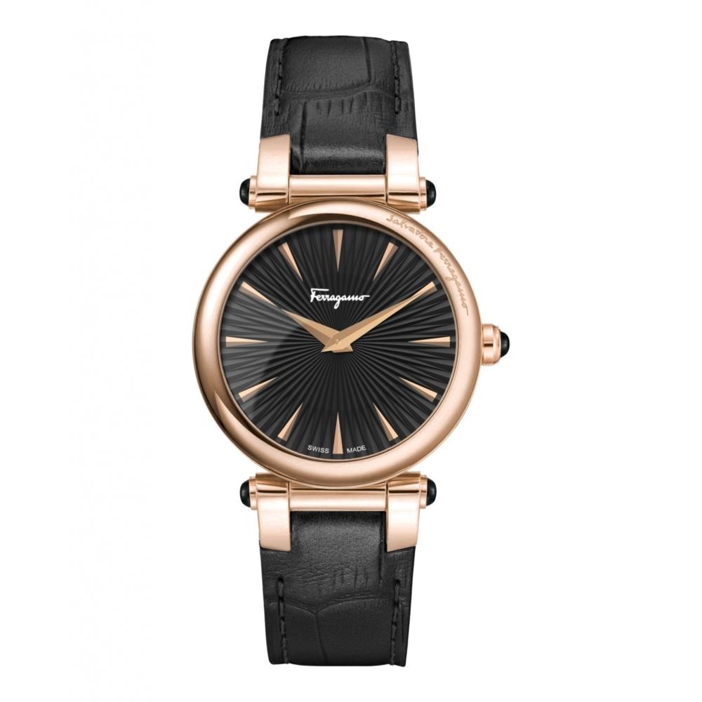 

Salvatore Ferragamo Idillio Strap Watch Black Rose Gold Black