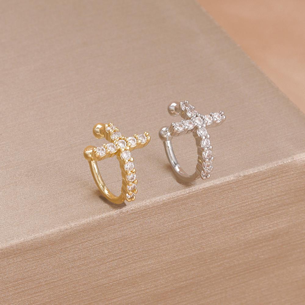 1PC Fashion No Piercing Ear Cuff Cross Earrings for Woman Fake Piercing Earcuff Clips Earrings for Women Cuffs Jewelry