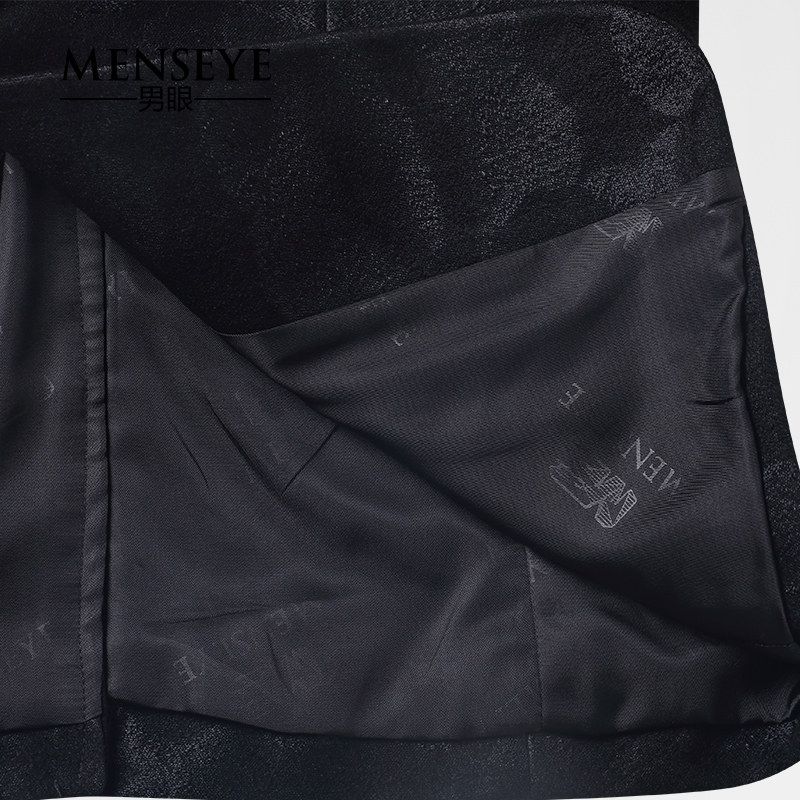 Menseye Casual Wedding Black Embroidered Suit