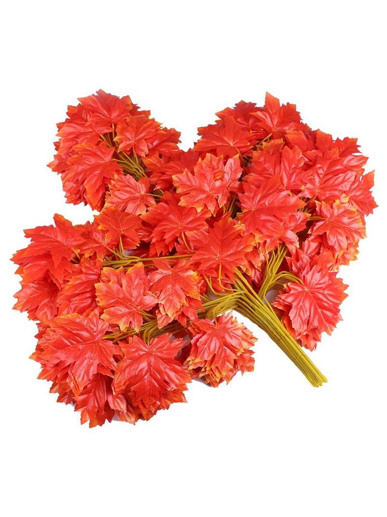 Artificial Red Maple Leaves for Indoor/Outdoor Decor and Landscaping