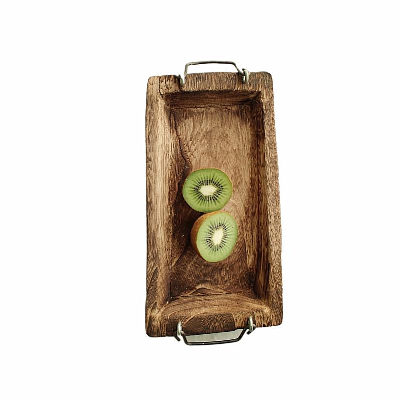 Log Tray Rectangular Wooden Tea Solid Wood Hotel Dinner Coffee Serving Dessert Bread Snack Fruit  Storage Decorative