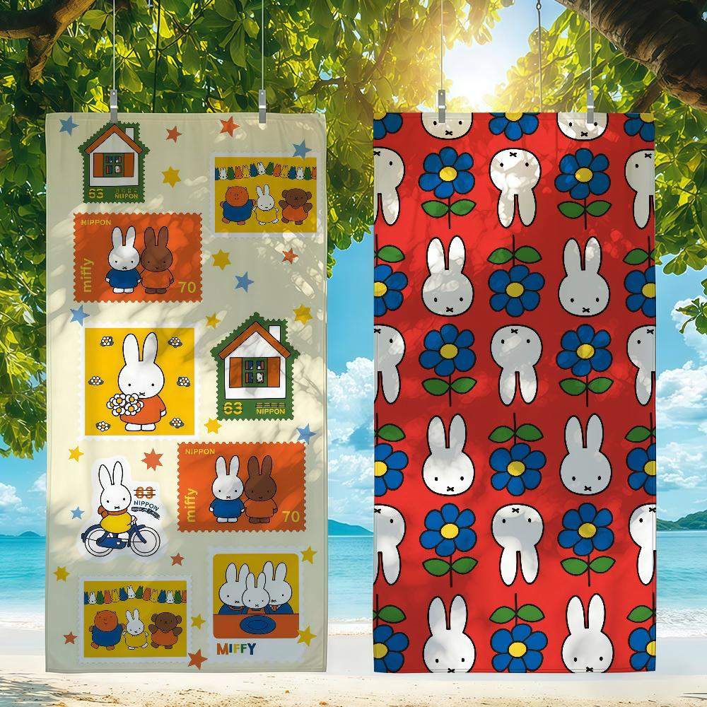 Cartoon M-Miffy Towel Quick Drying Beach Towels Are Suitable For Swimming Pools Camping Yoga And The Gym