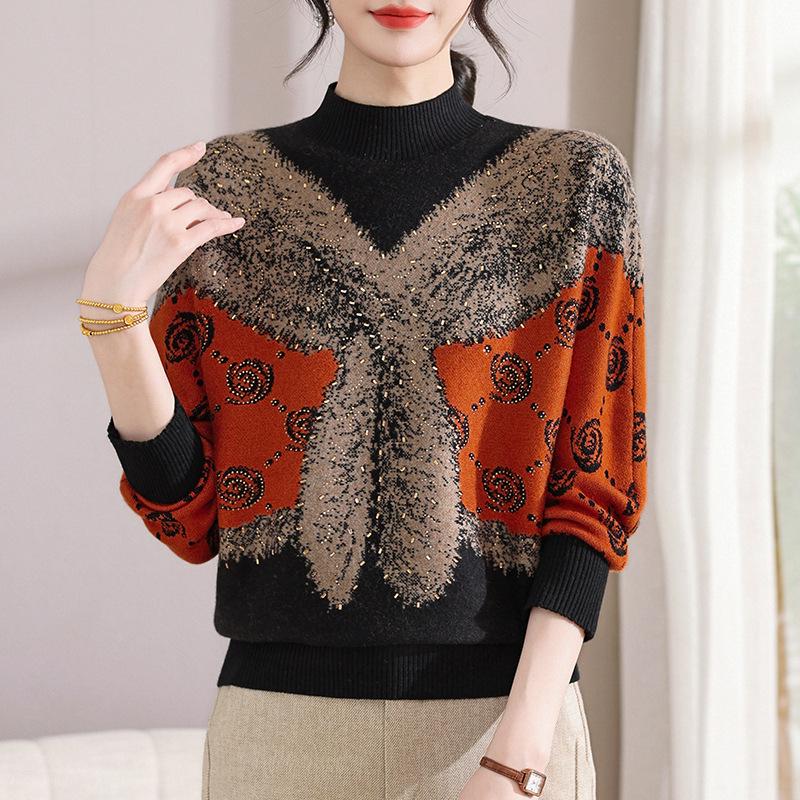 2026 Stylish Warm Winter Sweater for Middle-Aged Women - Half-High Collar Base Layer