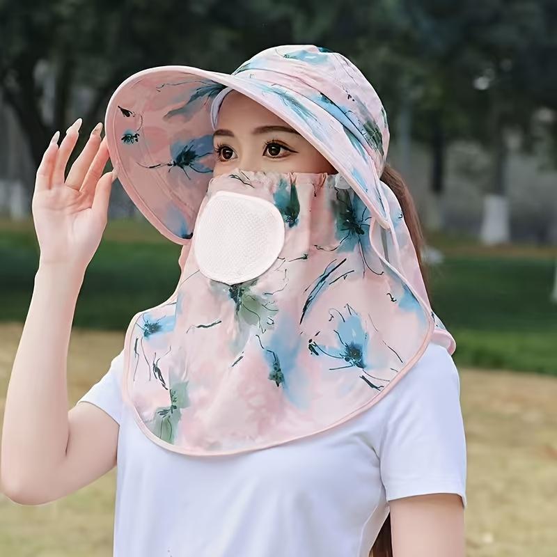 

Women s Floral Sun Hat with Face Cover & Neck Flap - Wide Brim UV Protection Fishing & Gardening Cap 1pcs pack