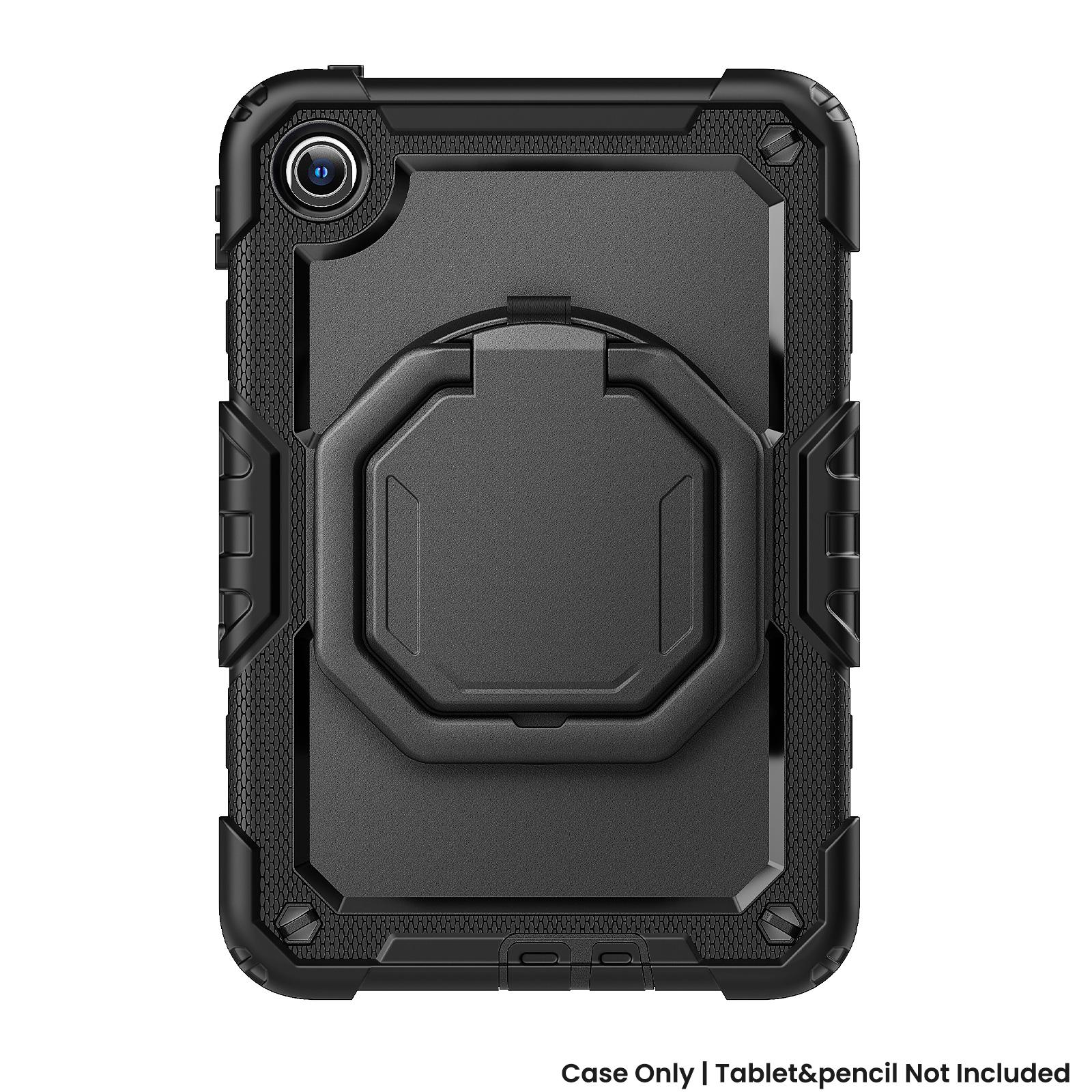Étui Robuste à Support Rotatif 360° Pour Poco Pad C1 Redmi Pad 2 SE 9.7 pouces Housse Blindée Robuste avec Anneau de Traction Housse de Tablette Blindée With shoulder Strap noir