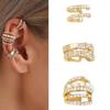 3 Pieces Elegant Rhinestones Ear Clip U Shape Designs Pearls Accented Alloy Jewelry for Daily Occasions Multicolor