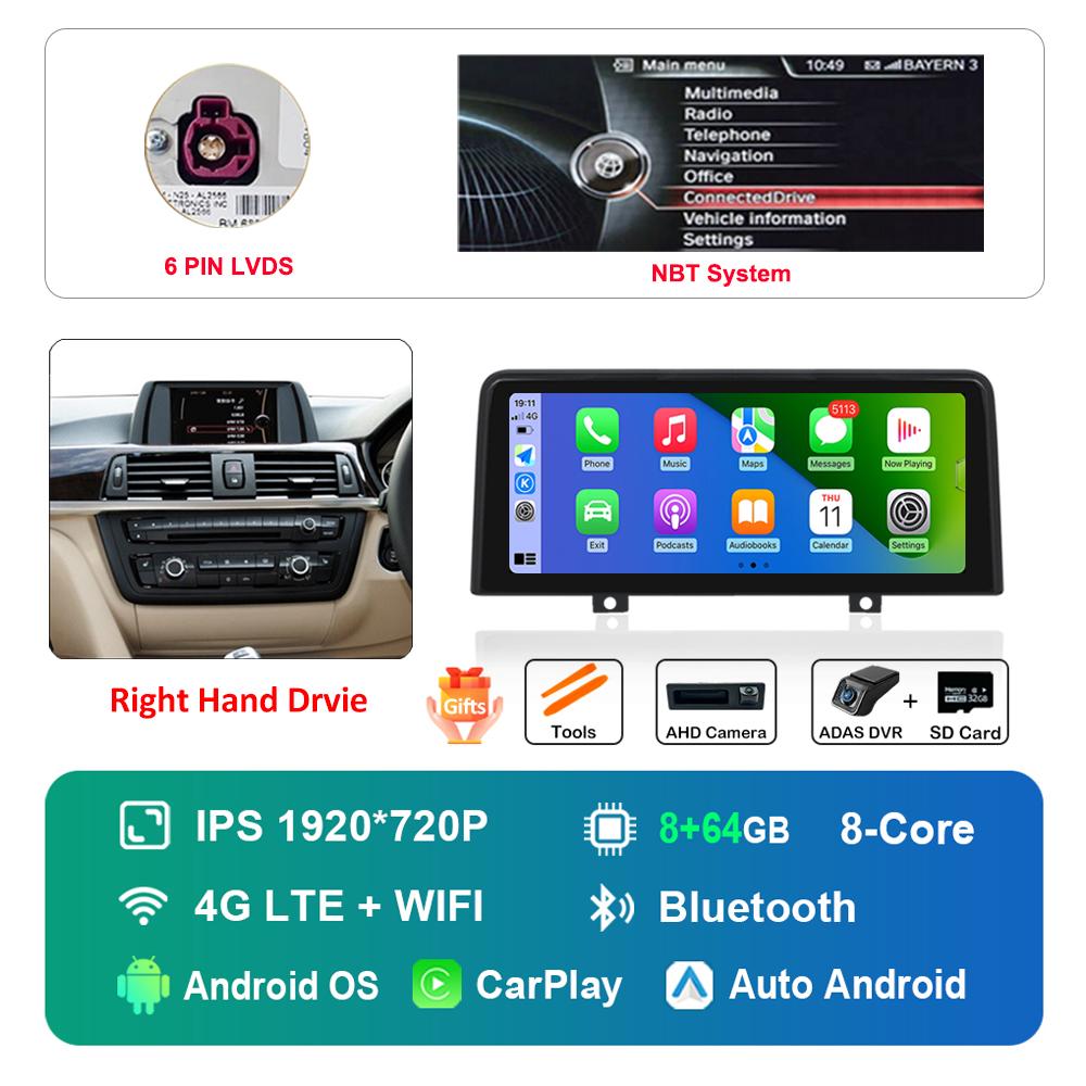 12.3 Inch Right Hand Drvie for BMW 3 4 Series F30 F31 F32 F33 F34 F36 NBT EVO System Android Car Radio Multimedia Player 4G WiFi