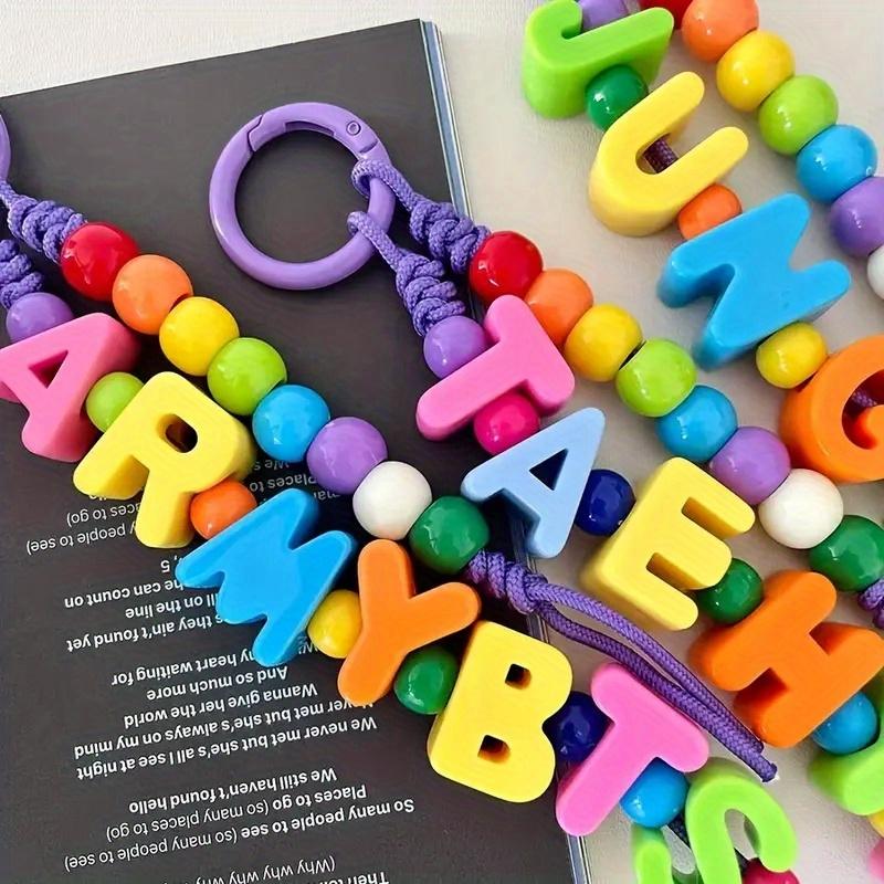 36pcs Vibrant Color Beads - Acrylic Alphabet & Number Stringing Beads with Holes, 26 Letters & 10 Numbers for Keychains & Phone Chains