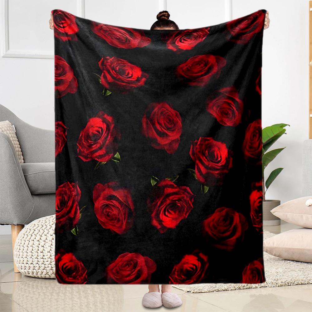 Stained Glass Rose Flannel Blanket,Lightweight,Office Blanket,Sofa Blanket,Comfortable Blanket