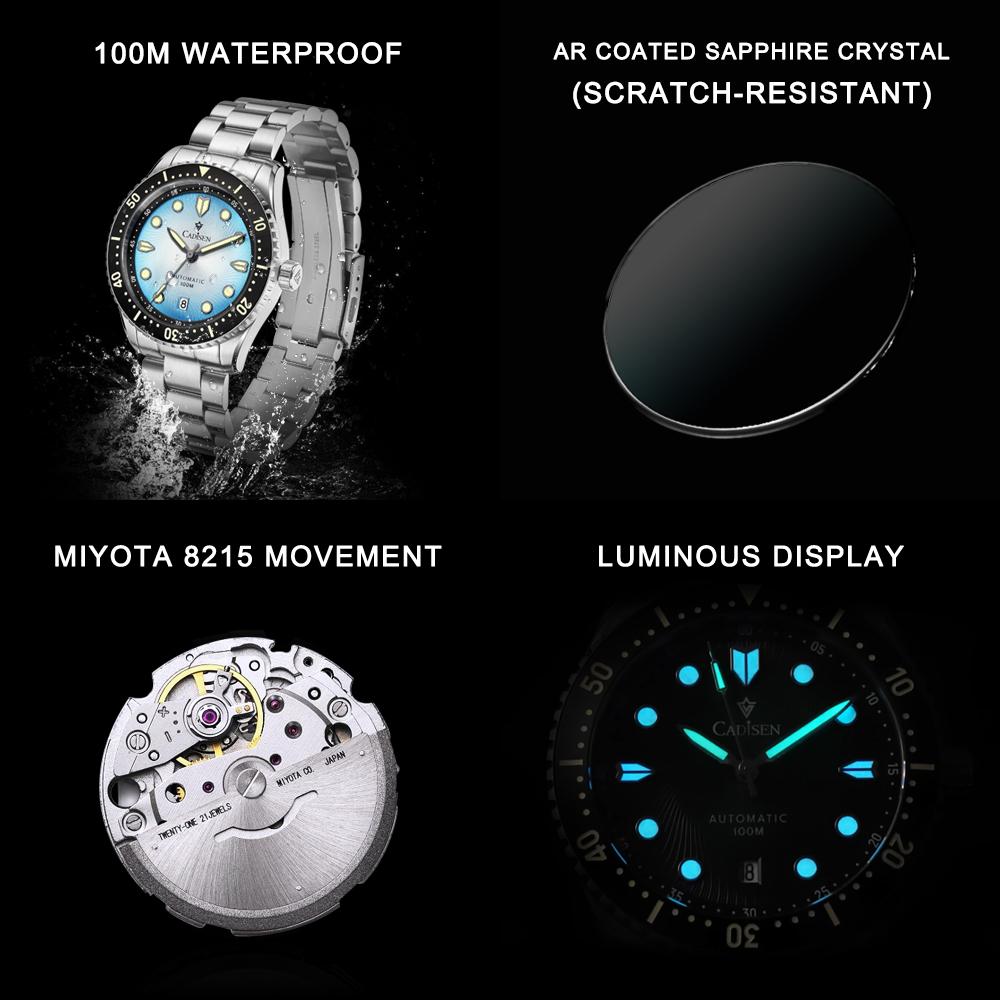 Cadisen 8245 Men's Luminous Waterproof Mechanical Watch for Business Mechanical Watch
