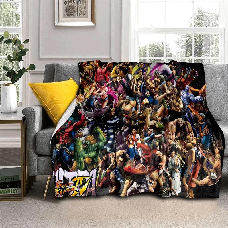 Street Fighter Retro Game SF Gamer Deken, Zachte Plaid voor Huis Slaapkamer Bed Bank Picknick Reizen Kantoor Dekentje Kinderen
