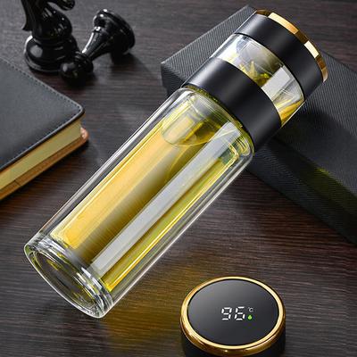 Smart Tea Glass One Touch To Show Temperature Tea Separation Cups Office Double-Layer Portable Creative Water Cup