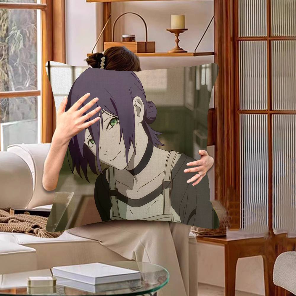 Chainsaw Man The Movie Reze Arc Pillow Covers Cartoon Sofa Decorative Home Double-sided Printing Short Plush Cute Cushion Cover