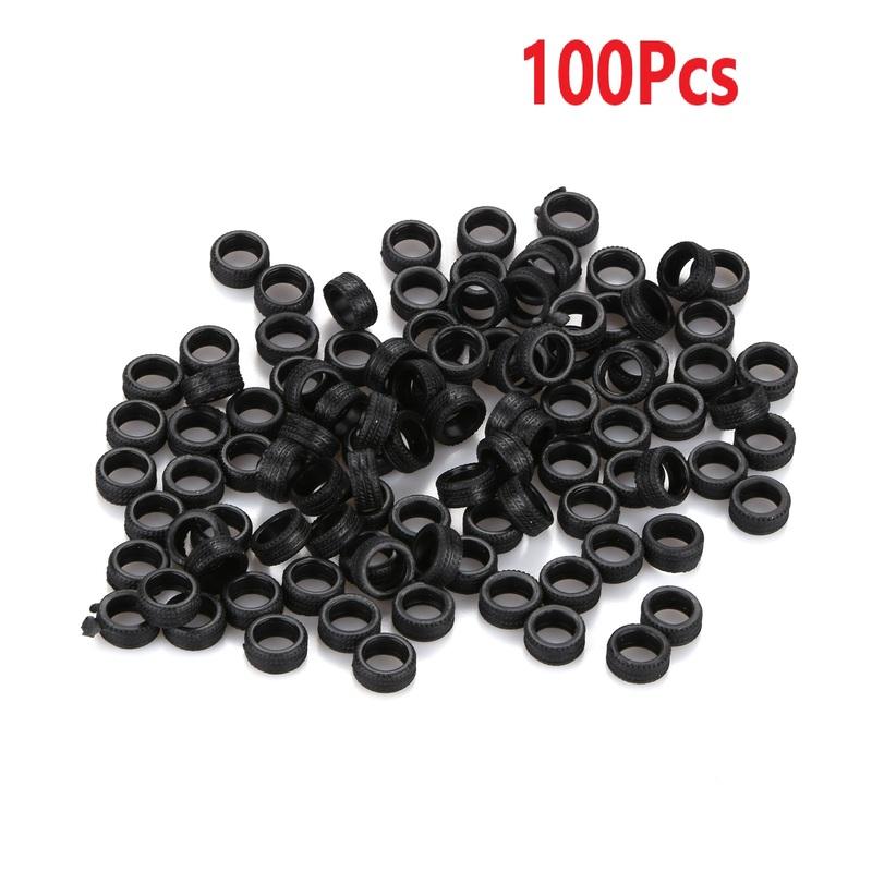 100Pcs/Box 1/64 RC Car Model Tires Rubber Tyre Tires Wheels 12mm*5mm Diorama Display Decoration Collection for 1/64 Car Model