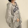 Women Zipper Hoodie Loose Top Fashion Letter Print Pullovers Harajuku Y2K Sweatshirt