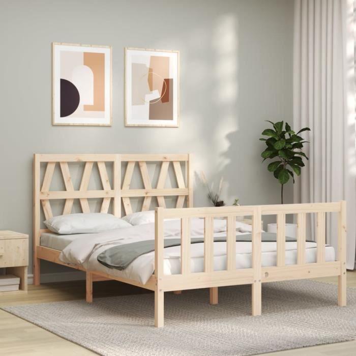 VidaXL Bed Frame with Headboard 140x200 Cm Solid Wood 3192491