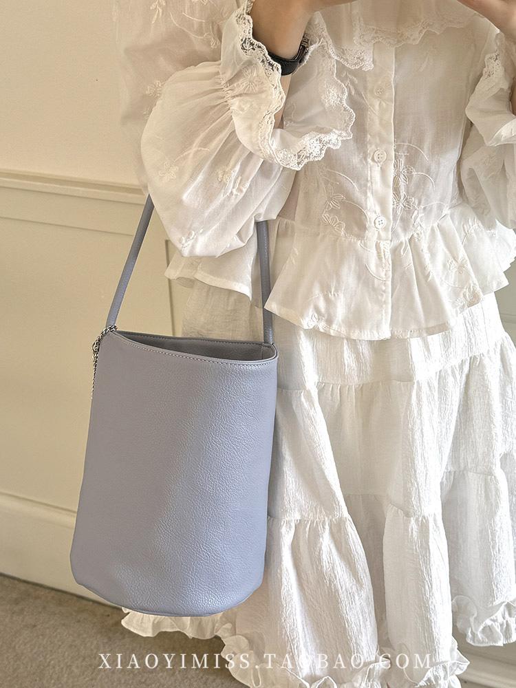 Retro Women's Bucket Shoulder Bag Soft PU Leather Female Underarm Bags Solid Colour Ladies Small Tote Purse Commute Handbags