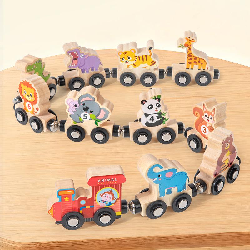Wooden Magnetic Number Train for Kids - Color Recognition Toy