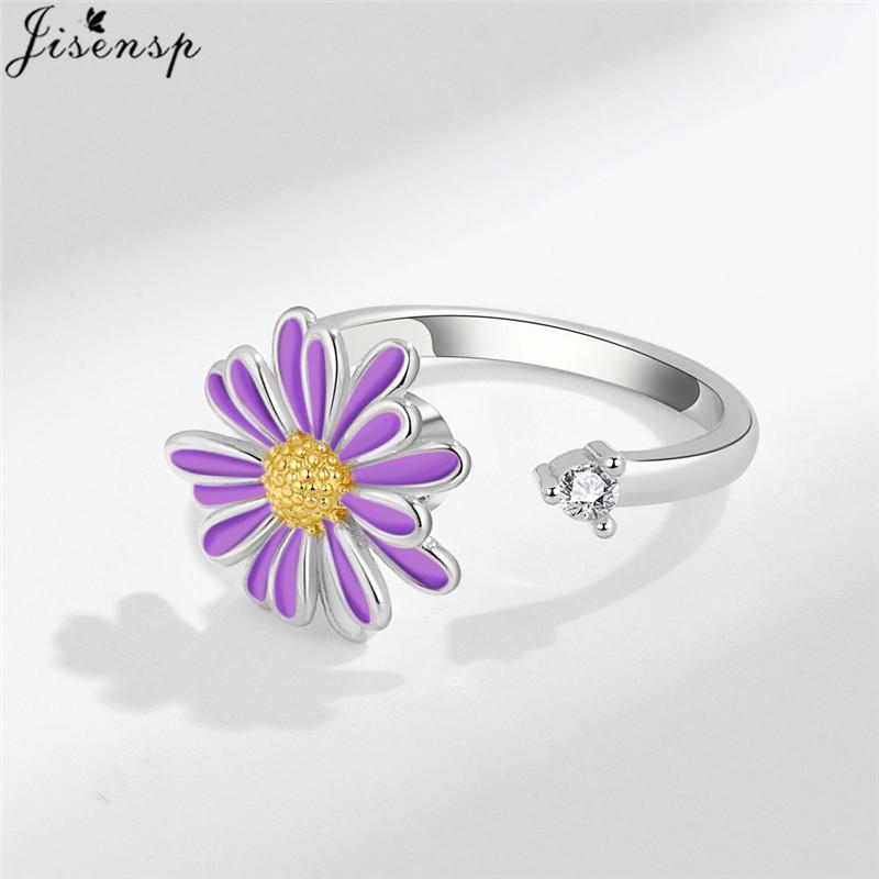 Luxury Anxiety Ring Fidget Spinner Ring for Women Crystal Flower Butterfly Animal Finger Ring Rotate Anti Stress Wedding Jewerly