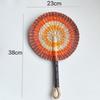 Colorful Striped Patterns Seagrass Woven Fan Vintage Anti-Mosquito Hand Braided Fan Natural Portable Cattail Fan School/Office