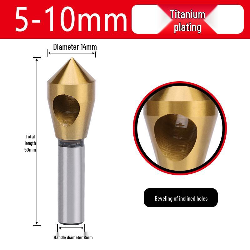 90° Straight Shank Oblique Hole Chamfering Tool with Titanium Cobalt-Plated Stainless Steel Drill Bit for Aluminum Alloy Deburring.