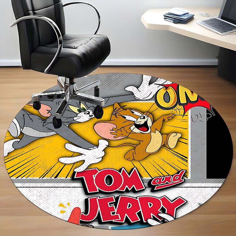 1 Stück Tom und Jerry Büro Runder Teppich, Unter Bürostühlen Schlafzimmer Wohnzimmer Heimdekoration, Raumdeko, In Verschiedenen Größen Erhältlich