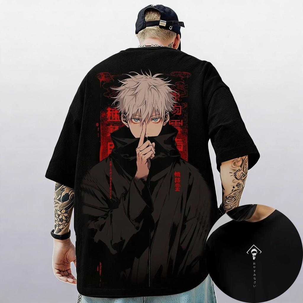Jujutsu Kaisen Satoru Gojo Oversized Anime Graphic T-Shirt, Double-Sided Streetwear Tee, Unisex Casual Top
