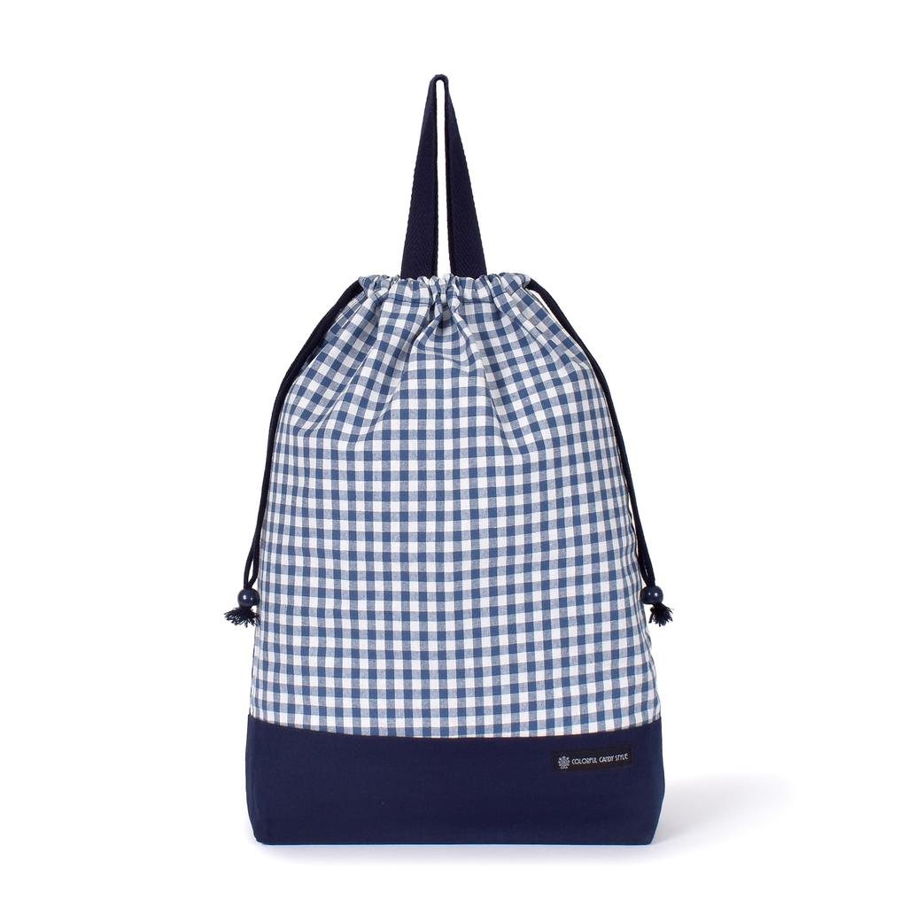 COLORFUL CANDY STYLE Set Drawstring Bag Gym Clothes Bag Apron Cooking Class Kitchen Helper Triangle Bandana Set Large Blue Elementary School