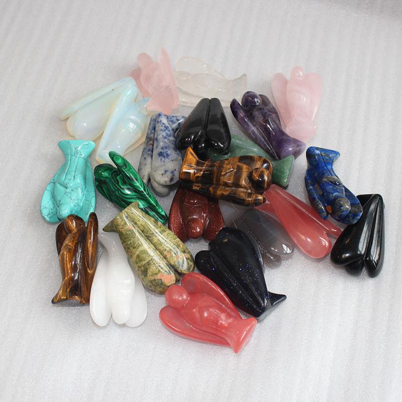 Exquisite Natural Gemstone Healing Crystal Carved Pocket Guardian Angel For Home Decor Gift