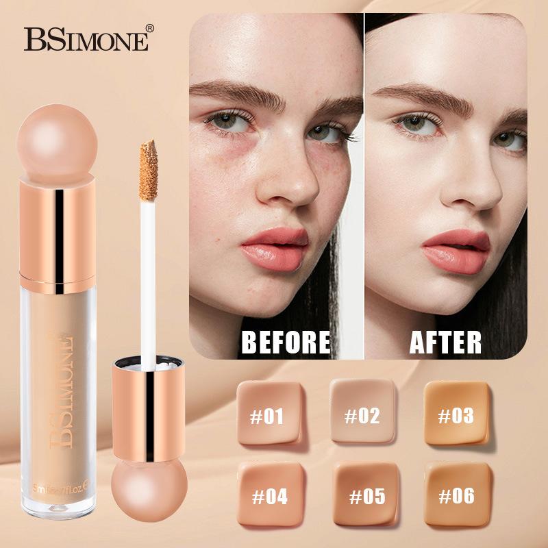 Bsimone 5Ml Full Coverage Liquid Foundation Concealer Covers Under Eye Dark Circles And Blemishes,Long-Lasting Waterproof