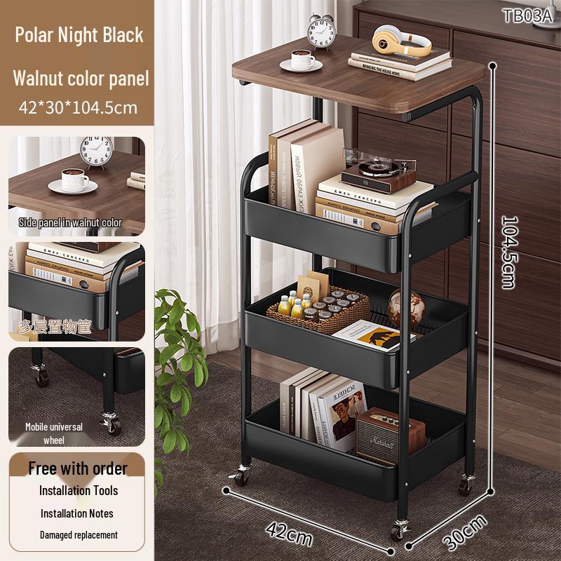 Beweglicher mehrstöckiger Snack- und Kaffeetisch: Faltbares Regal für Wohnzimmer & Schlafzimmer