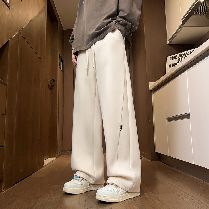 Drape Men's Autumn Sweatpants, Loose Straight-leg Wide-leg Sport Casual Pants