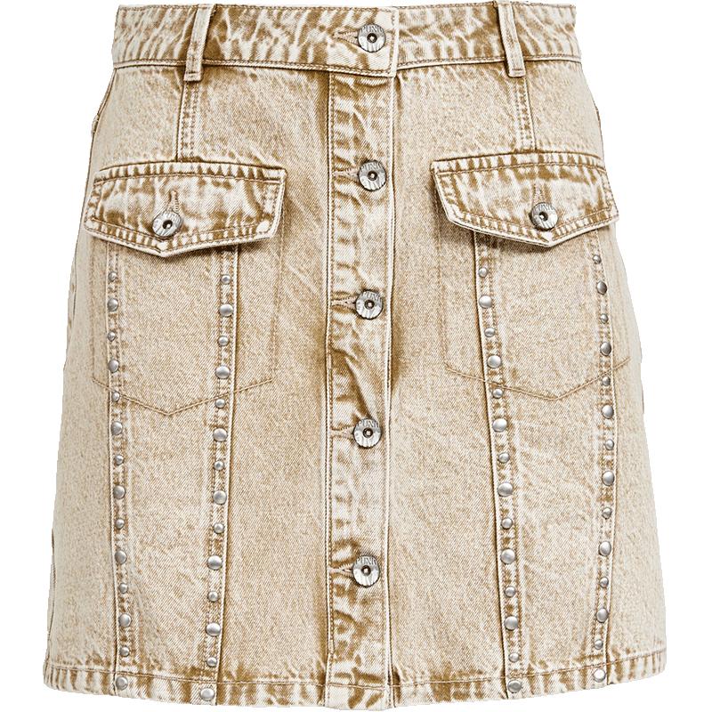 Veromoda 2025 Spring High-Waist A-Line Buttoned Skirt