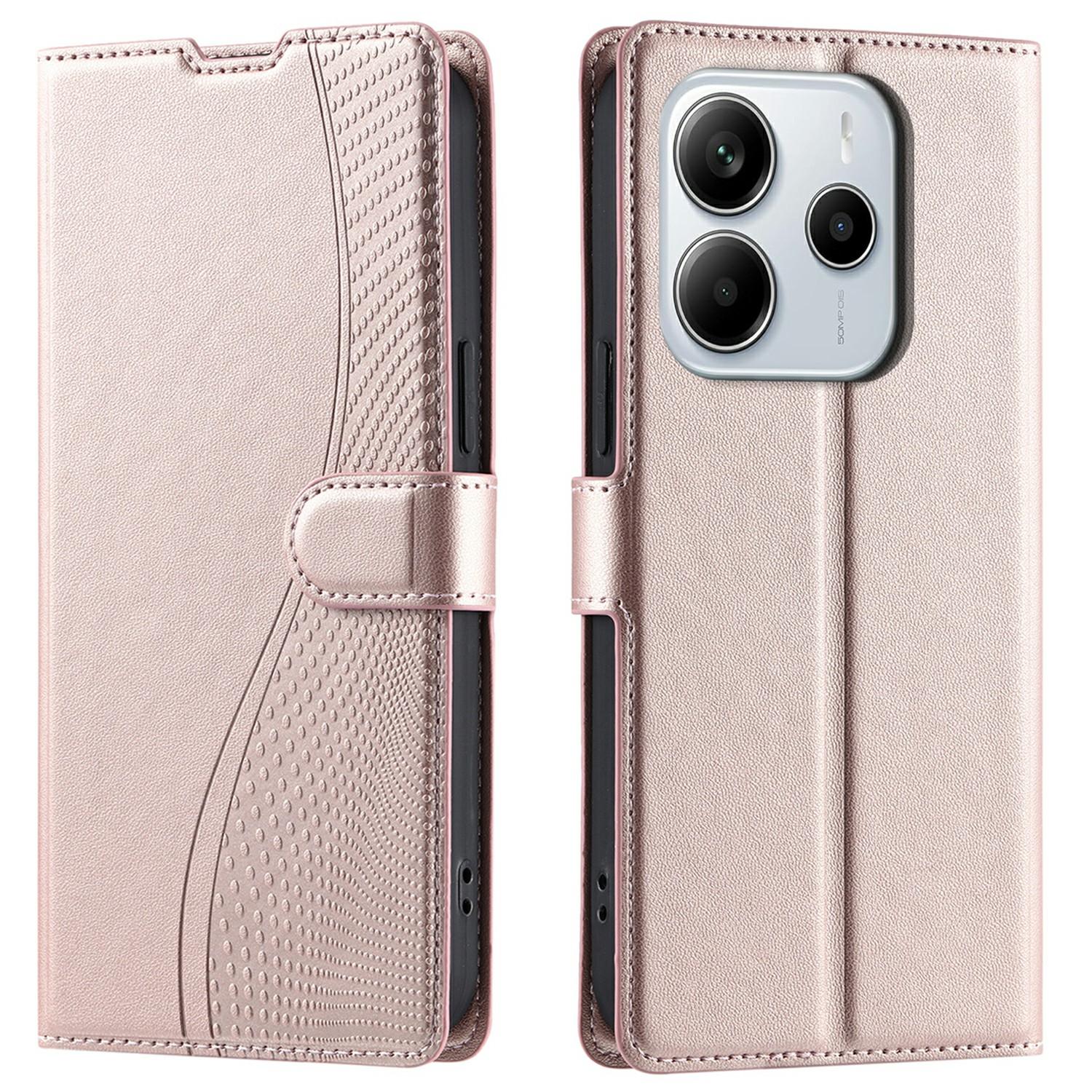 

For Xiaomi Redmi Note 14 4G (163.25mm) Case Dots Imprinted PU Leather Flip Phone Cover with Card Slot, Strap D