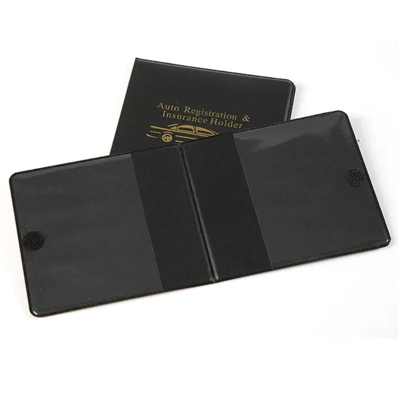 1pc Car Document Holder for Registration & Insurance, with Clear Window & Card Slots, Glove Box Organizer Wallet, Card Holder