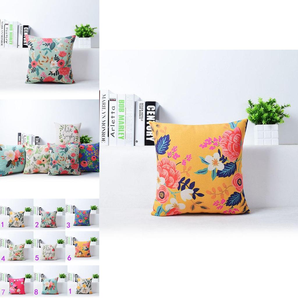 Exquisite Vivid Flower Floral Plants Linen Pillow Case For Decorative Cushion 18
