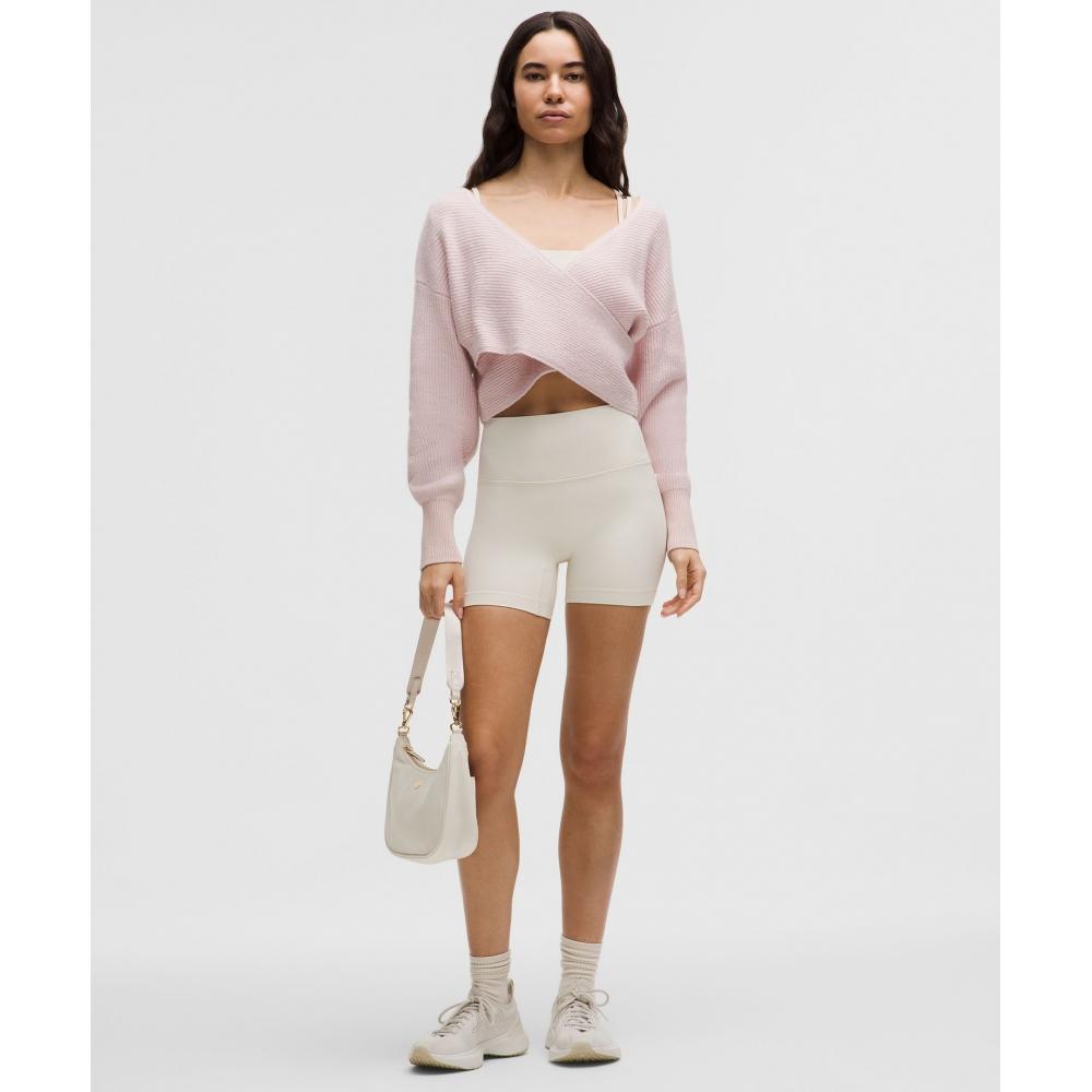 Lululemon Brushed Cotton Reversible Crossover Sweater Misty Pink