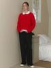 CLUNY Alpaca Twist Cable Knit Sweater - Red
