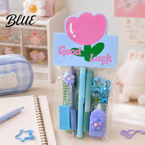 Practical Stationery Kits Flower Set Macaron Color Correction Tape And Smooth Shaped Writing Gel Pens Portable Homework Essentials for Students