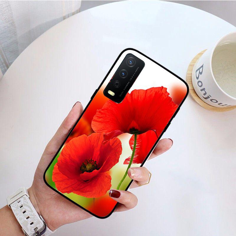 Poppy Flower Funda Phone Cover For Vivo Y31 Y30 Y33S Y11S Y12S Y17 Y20 Y20S Y21 Y21S Y1S Y53S Y15 Y19 Y91C V23 5G Cases Coque