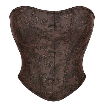 JYL Deep Brown Zipper Style Strapless Women's Court Shaping Top