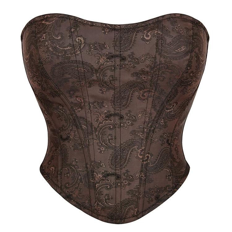 JYL TS deep brown zipper style strapless women's court shaping top